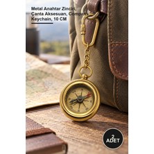 Yenilig 2 Adet Pirinç Pusula Anahtarlık – Metal Anahtar Zinciri, Çanta Aksesuarı, Compass Keychain, 10 cm