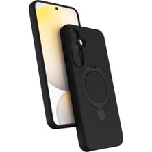 MSP Samsung Galaxy A35 5g ile Uyumlu Kılıf Slikon M-Safe Şarj Uyumlu Silikon Standlı Regal Kapak Siyah
