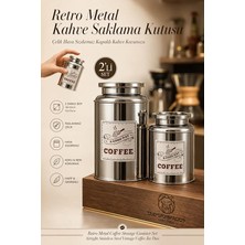MSP Retro Metal Kahve Saklama Kutusu Ikili Set - Çelik Hava Sızdırmaz Kapaklı Vintage Kahve Kavanozu Büyük 18X10CM Küçük 13X10CM Mutfak Tezgah Üstü Dekoratif Kahve Köşesi Aksesuarı