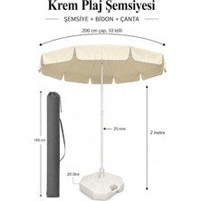 MSP + Bidon + Çanta, Yaz Paketi - 2 Metre Çap ve 10 Telli Krem Renk Şemsiye