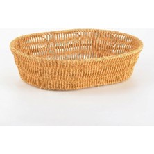 MSP El Yapımı Doğal Hasır Sepet - Büyük Boy Oval Ekmeklik ve Çok Amaçlı Sunumluk (31X24X8 Cm)