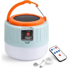 MSP Enerjili Şarjlı Kamp Lambası, 300 Lümen Uzaktan Kumandalı Kablosuz LED Işıldak, Powerbank Özellikli Mikro USB Şarjlı 4 Modlu 1200MAH Bataryalı Kamp Karavan Balkon Bahçe Için Solar Kamp Lambası