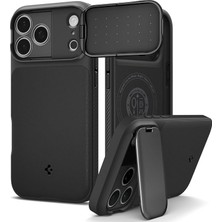 MSP iPhone 17 Pro Max ile Uyumlu Magsafe Kılıf Optik Armor Mag Fit Metal Stand Özellikli Kamera Korumalı Siyah Kapak - ACS09900 (Spigen Tr Garantili)