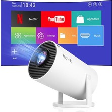 MSP Mini Projektör Mini Taşınabilir Projektör, Küçük Video Projektörü 4K 1080P, Android 11 Ile, Mini Projektör Wifi 6 Bt5.0, 180° Döndürülebilir Ev/dış Mekan Film Projektörü, Android/iphone/pc/mac