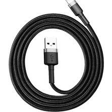 MSP Cafule Serisi, 2.4 A Usb-A & Lightning Şarj Kablosu & Data Aktarım Kablosu, 1 Metre, Gri - Siyah