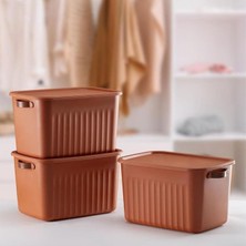 MSP 1 Adet Düzenleyici Kapaklı Kutu, Dekoratif Saklama Kutusu, Organizer (35CM*25CM*22CM) Kremit 15 Litre