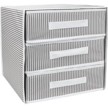 MSP Üç Çekmeceli Dolap Düzenleyici Çamaşır Organizeri Takı Kutusu Gardrob Kumaş Düzenleyici 32X32X32CM (1)