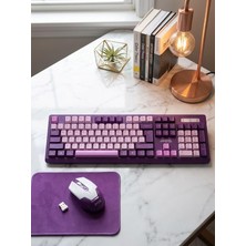 MSP Mor-Pembe Klavye Mouse Seti + Mousepad 2.4ghz USB Alıcılı Sessiz Tuşlu