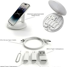 MSP Solid Çok Fonksiyonlu Veri Kablo Seti, Usb-C, Lightning, Micro Usb, USB ve Sım Kart Iğneli Kablo Kutusu, Usb-A/usb-C/lightning/micro USB Dönüştürücü Kablo Kiti Ed-12
