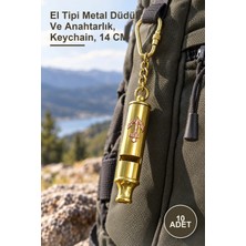Yenilig 10 Adet Pirinç Düdük Anahtarlık – El Tipi Metal Düdük ve Anahtarlık, Keychain, 14 cm