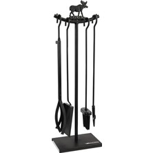MSP Li Lüx Ithal Metal Geyik Motif Kabartmalı Şömine-Soba Maşa Takımı Aksesuar Seti SG-015