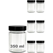 MSP 350 ml Kavanoz Metal Derin Kapaklı 350 cc Şeffaf Reçel, Marmelat Cam Kavanoz Deep 6 Adet (Siyah Kapak)