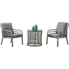 MSP Tekli Rattan Bahçe Balkon Oturma Grubu Gri 700