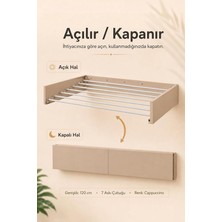 MSP Duvara Monte Çamaşır Kurutma Askısı, Metal, Katlanır, Cappuccino - 120 cm