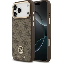 MSP Mobıle Guess 4g Strass Logo Magsafe iPhone 17 Pro Max Için Uyumlu Kılıf (Kahverengi)