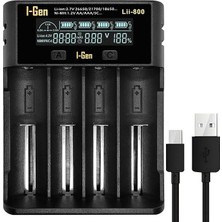 MSP Batteries LII-800 Akıllı Li-Ion Pil Şarj Cihazı, Type-C Girişli, LCD Ekranlı, 4 Slot Şarj, Li-Ion & Ni-Mh Uyumlu (18650/21700 / Aa/aaa)
