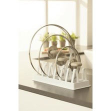 MSP Life 6 Bölmeli Beyaz Plastik Tabak Tencere Kapak Düzenleyici Organizer MIT1306 30X16X8 cm