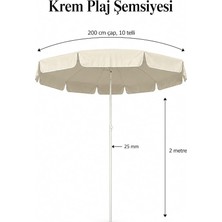 MSP Verilir Şemsiye, Krem Plaj ve Bahçe Şemsiyesi 200 cm Çap ve 10 Telli, Bidon Dahil