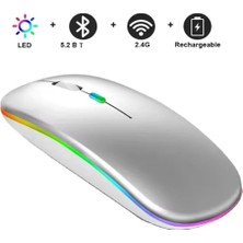 MSP Matepad 12X 12" Tablet Için Uyumlu Rgb Işıklı Slim Bluetooth Şarjlı 2.4ghz Kablosuz Mouse Gri