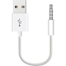 MSP Ipod Shuffle ile Uyumlu USB Şarj ve Veri Aktarım Kablosu, 3.5 mm Jack - USB A Senkronizasyon Kablosu, Şarj Data Bağlantı Kablosu Beyaz