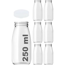 aklow akyoleticaret 250 ml Şeffaf Süt, Ayran, Limonata, Meşrubat Şişesi 250 cc Plastik Kapaklı Boş Cam Şişe 6 Adet