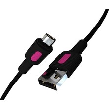 MSP Micro USB Hızlı Şarj Kablosu (Siyah + Fuşya/siyah Uç) (150 Cm)