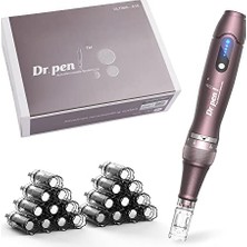 aklow akyoleticaret Dr.pen A10 Profesyonel Kablosuz Mikro Iğneli Kalem 22 Iğneli Yedek Kartuş Makinesi Microneedle Mikro Iğneli Kalem Cilt Bakımı Için Ayarlanabilir EM4801KIT-EU