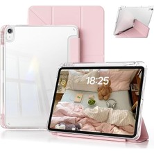 MSP Samsung Galaxy Tab S10 Lite FE/S10/S9 Fe/s9 ile Uyumlu Kılıf Mika Trifolding Arkası Full Şeffaf Kalem Bölmeli Rose Gold