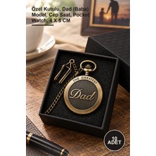 Yenilig 10 Adet Antik Köstekli Saat – Özel Kutulu, Dad (Baba) Model, Cep Saat, Pocket Watch, 4 x 5 cm
