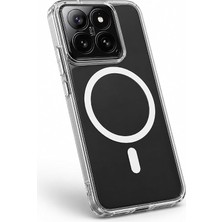 MSP - Xiaomi Mi 14 ile Uyumlu Magsafe ile Uyumlu Şeffaf Mika Sert Kılıf Darbe Korumalı Sararmaya Dirençli - Beyaz