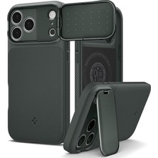 MSP iPhone 17 Pro ile Uyumlu Magsafe Kılıf Optik Armor Mag Fit Metal Stand Özellikli Kamera Korumalı Yeşil Kapak - ACS09954 (Spigen Tr Garantili)