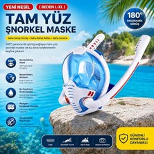 MSP Çift Tüplü Şnorkel Maskesi (L-Xl) Beden Tam Kuru Dalış Yüzme Maskesi Full Face Dalış Gözlüğü