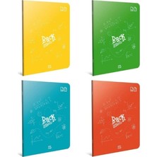 MSP Back A5 80 Yaprak Plastik Kapak Dikişli Defter, 2 Kareli + 2 Çizgili