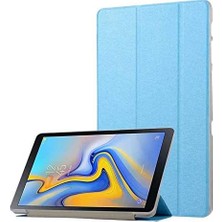 MSP Samsung Galaxy Tab A SM-T590 T595 T597 ile Uyumlu Kılıf 2 Farklı Stand Olabilen Arka Kısım Şeffaf Sert Silikon Ince Hafif Tablet Kılıfı Mavi