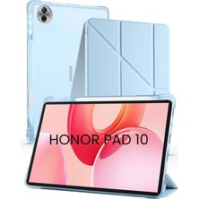 MSP - Honor Pad 10 12.1 Inç ile Uyumlu Standlı Kalem Bölmeli Uyku Modlu Akıllı Tablet Kılıf Kapak - Mavi