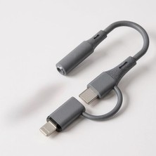 MSP Type-C + Lightning To 3.5mm Adaptörü – Araba Ses Sistemleri, Kulaklık ve Ev Ses Cihazlarıyla Uyumlu, Silikon Kablo, Abs Alev Geciktirici Gövde, 13CM | SX-152