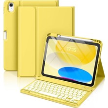 MSP Moveteck iPad 11. Nesil A16 2025/10. Nesil 10.9 ile Uyumlu Tablet Klavyeli Kılıf, Kablosuz Bluetooth, Kalem Bölmeli, Sarı
