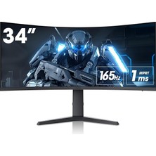 MSP Monitör 34E6UC 34 Inç, 165Hz/, Uwqhd, 3440 * 1440, 1ms, Adaptive Sync, Monitörler, Gaming, Hdmı2.1 * 2, Dp1.4 * 1, Eğilmek,-5~20°/-15~15°, Yukarı ve Aşağı, VESA，HDR400, 75 * 75MM, Siyah