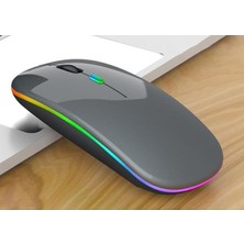 MSP BN28 Kablosuz Wireless Mouse Sessiz Tık Rgb Aydınlatmalı Şarj Edilebilir (Parlak Koyu Gri)