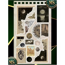 MSP Academia Vintage Ay Sticker Seti 18 Parça | Aesthetic Moon Celestial Suya Dayanıklı Laptop, Tablet, Telefon Sticker