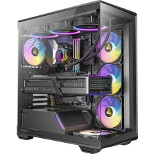 MSP C3 Argb Siyah, 4 x Argb Pwm Fan Dahil, Dikişsiz Temperli Cam Ön ve Yan Paneller, 360MM Radyatör Desteği, Mid-Tower Atx Oyuncu Kasası