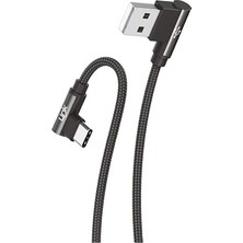 MSP K594 Safe Type-C - USB 90 Derece Data/şarj Kablosu 3A 1.5mt Siyah