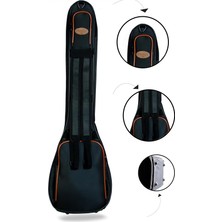 MSP Müzik Pandura Müzik Profesyonel Su Geçirmez 20 mm Pedli Gigbag Kısa Bağlama Saz Kılıfı Siyah