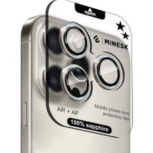 MSP iPhone 15 Pro / 15 Pro Max ile Uyumlu Orijinal Safir Cam (%99.9 Saflıkta Gerçek Safir) Cihazın Kendi Lensleri ile Aynı Materyal Lens Koruyucu Kamera Camı (Titanyum)