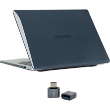 MSP Matebook D16 2024 Kılıf Uyumlu Kristal Parlak Şeffaf Sert Hard Case Ince Hafif Çizilme Koruma 16 Inç Siyah