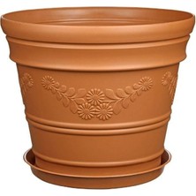 MSP Antik Papatya Desenli Saksı 12 Litre Kahverengi