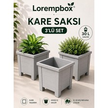 MSP 30 L Kare Saksı 3’lü Set Açık Gri