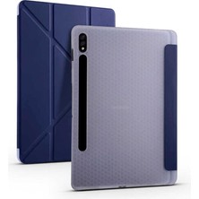 MSP - Samsung Galaxy Tab S7 Fe Lte (T737-T736-T733-T730) ile Uyumlu Kılıf Kalem Bölmeli Standlı Akıllı Kapak - Lacivert 1