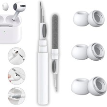 MSP ve Pro 2.nesil Uyumlu Anc Delikli Silikon Kulaklık Uçları (S,m,l) ve 3'ü 1 Arada Bluetooth Kulaklık Temizleme Kalemi Seti (Beyaz)