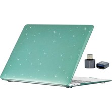 MSP MacBook Air M1 Kılıfı 13.3 Inç A2337 A2179 A1932 Uyumlu Şeffaf Simli Kristal Parlak Sert Kapak Hard Case Koruyucu Kılıf Çizilme Önleyici Laptop Kılıfı Koyu Yeşil